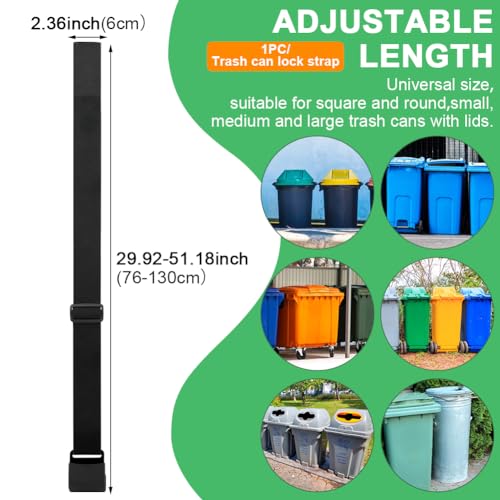 Image of 2PCS Trash Can Lid Locks,Garbage Can Lock,Universal Trash Can Lock Belt, Garbage Can Locks for Animals, Outdoor Bear Proof Trash Can Strap for Raccoon,Squirrel,Dog, Locking Garbage Can (2, Black)
