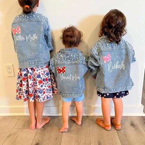 Blue Pearl Denim Jacket for Little Girls, Personalized Name Kid's Jean Jacket, Custom Jean Jacket, Personalized Blue Pearl Denim Jacket Gifts4