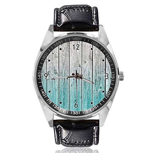 Preisvergleich Produktbild Armbanduhr mit Holzelementen, analoges Quarzuhrwerk, silberfarbenes Zifferblatt, klassisches Lederband für Damen und Herren