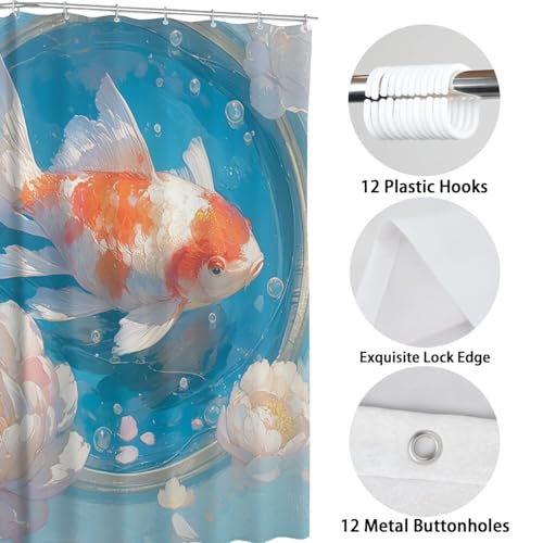 Rideau de douche poisson avec impression 3D haute définition en polyester premium
