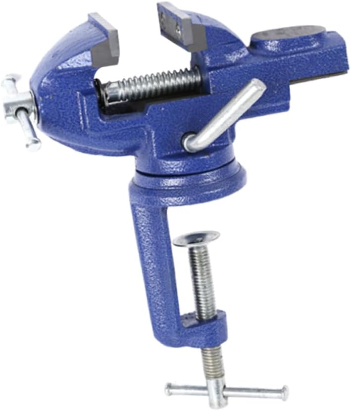Mini Flat Table Vise Bench Tool for Woodworking Jewelry and Diy Projects Rotating Design Durable Cast Portable and Lightweight Blue