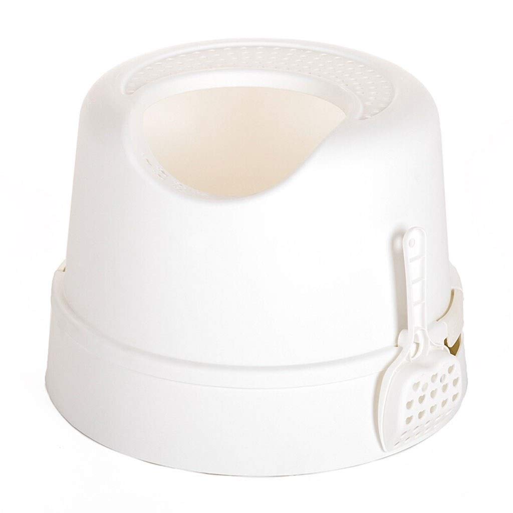 Cat Litter Box Kitty Litter Boxes Top Entrance Cat Toilet Semi-enclosed Cat Toilet Trash Can Pet Litter Tray Multi-color Optional Kitty Litter Loo Litter Litter Box (Color : White)