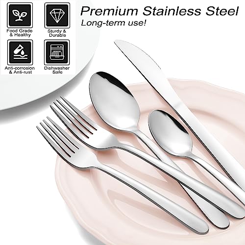 image for Pleafind 72-Pieces Silverware Set for 12, Flatware Set with Steak Kniv