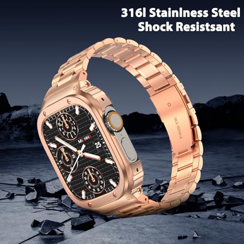 Image of MioHHR Stainless Steel Band with Case for Apple Watch Bands Ultra 3 /2 /1