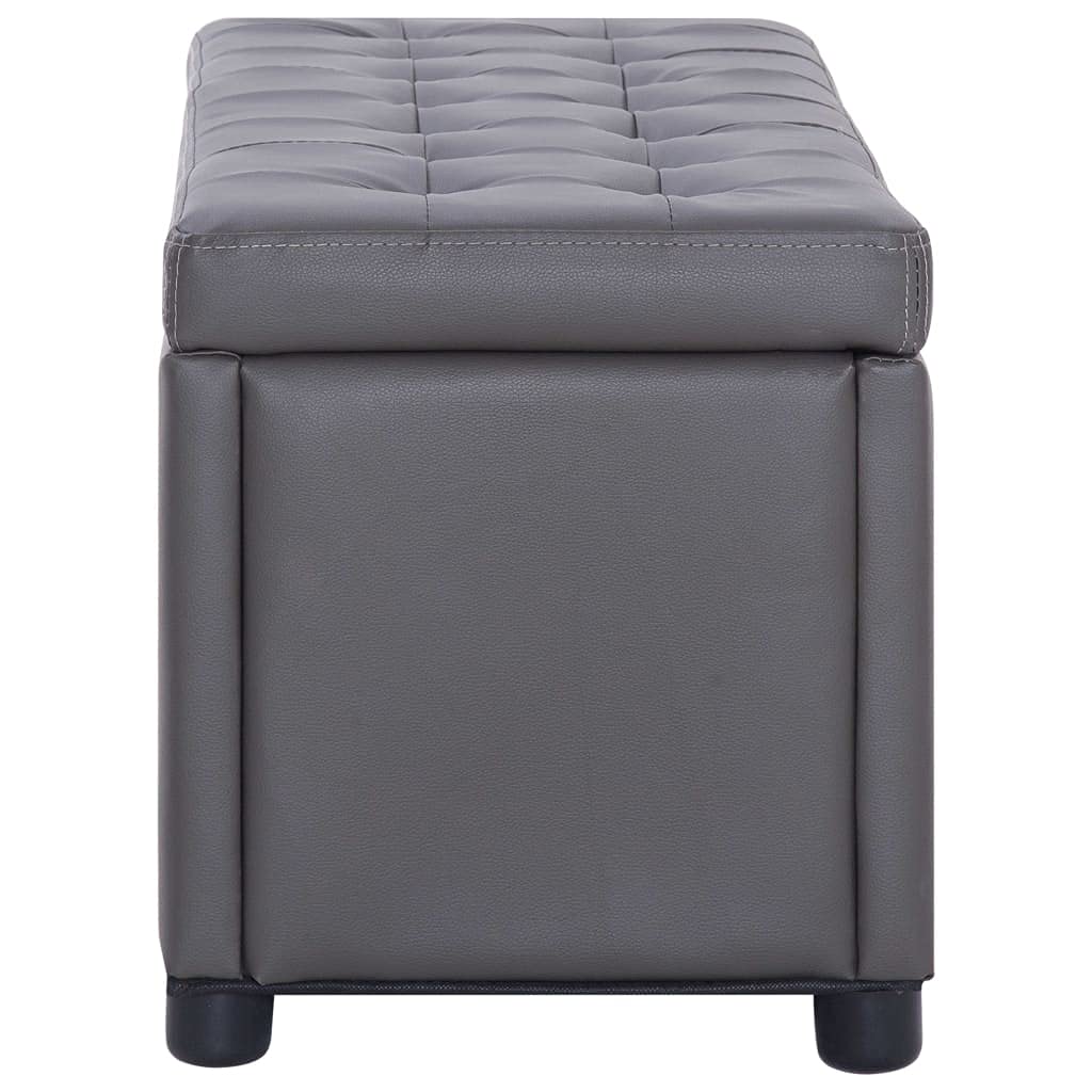 Homgoday Baúl de 87,5 cm gris de piel sintética, mueble de baúles y baúles para exteriores, caja de jardín, porta herramientas de jardín, puf de exterior, baúl de exterior