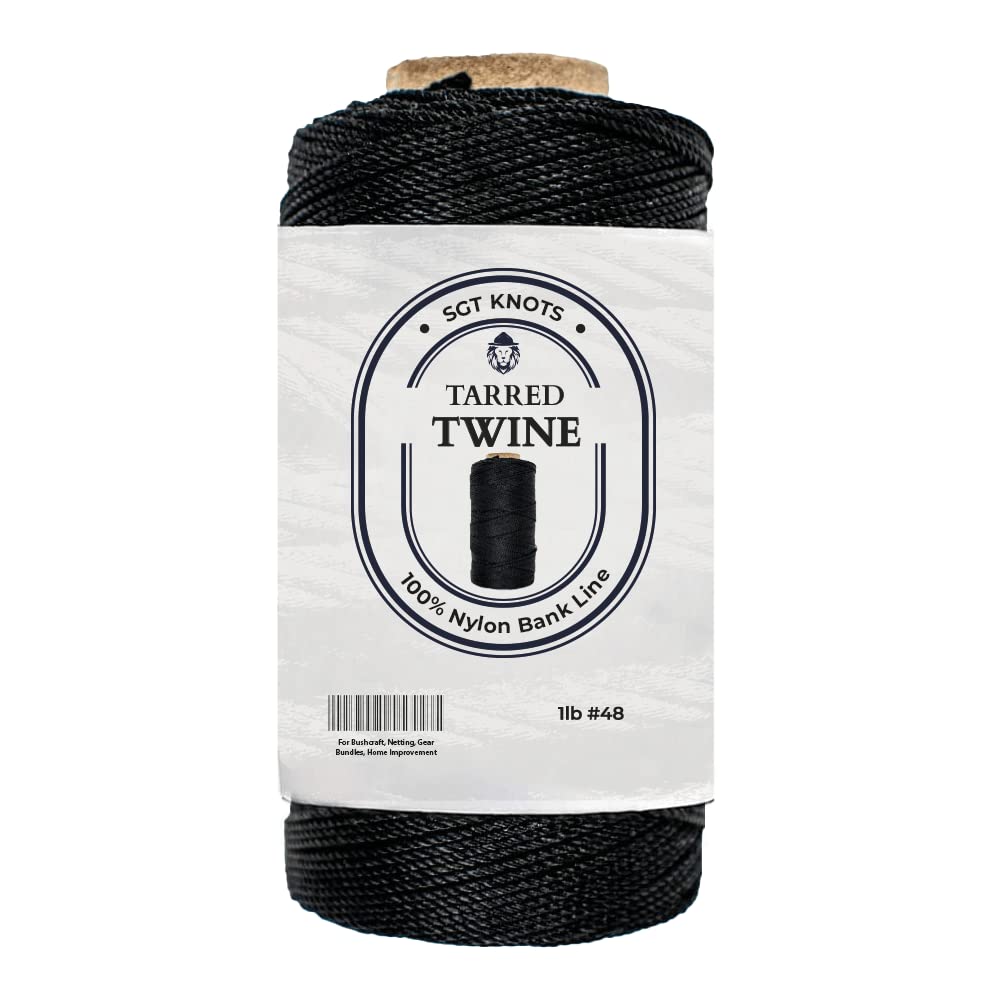 SGT KNOTS Tarred Twine Cord for Bushcraft, Nylon Bank Line - #48-1 lb