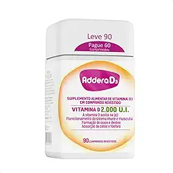 Suplemento Addera D3 2.000UI 90 Comprimidos Revestidos Sem Sabor