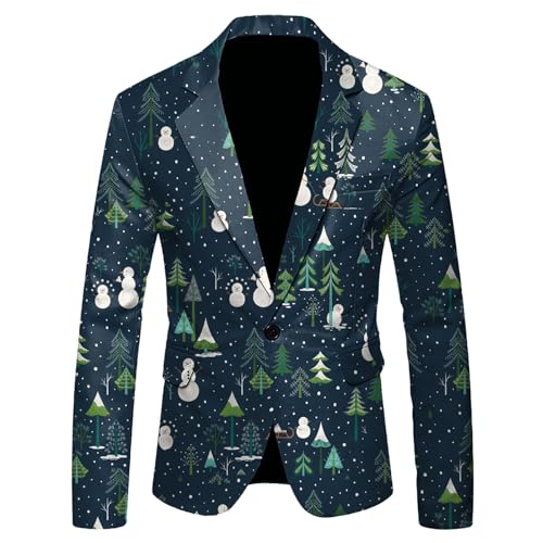 Veste de costume pour homme fini le look ennuyeux avec l'imprimé Noël vert menthe