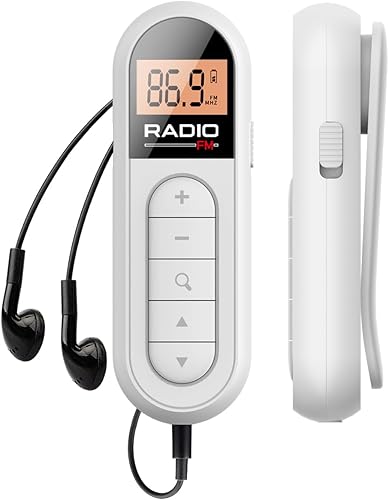 Radio FM, radio de transistor de bolsillo portátil recargable con la mejor recepción, sintonización digital LCD con luz de fondo, sonido estéreo,
