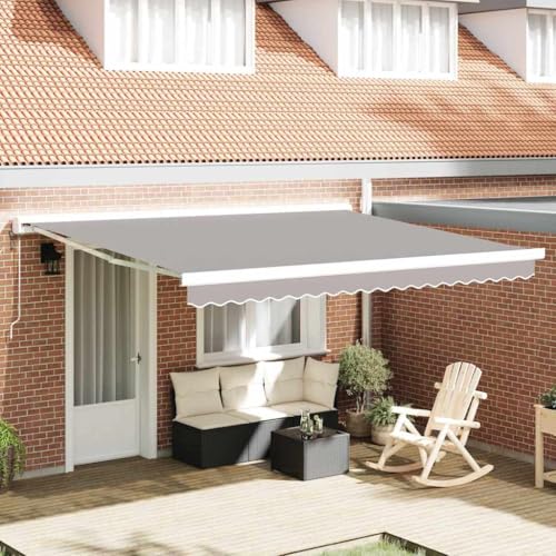 Toile de store banne en polyester résistant gris clair 4x3.5m