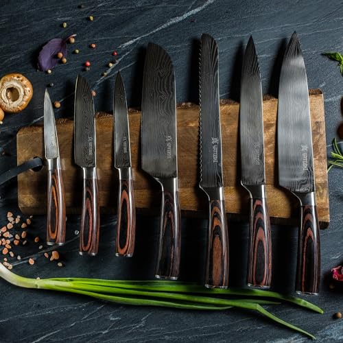 Image of Yatoshi Professional Kitchen Knife Set, 15 Pieces, High Carbon Stainless Steel, Ergonomic Handle