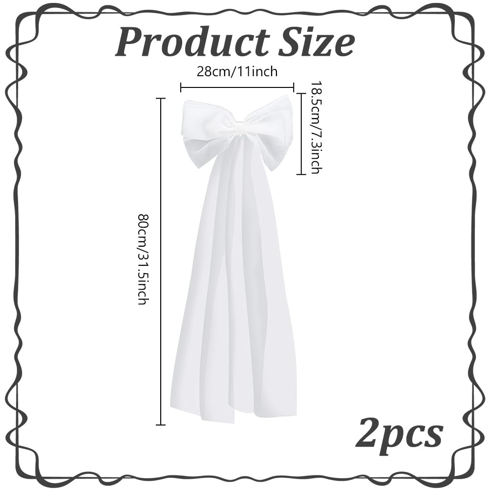 HOBBIESAY 2Pcs Bridal Veil Tulle Bow Detachable Shoulder Bow Tulle Bride Wedding Bow Knot Veil White Tulle Hair Clip for Wedding Hair Decoration - Image 2