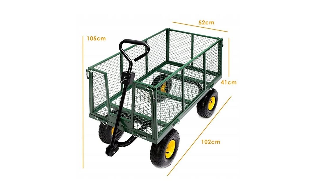 BDW Multifunktionaler großer Gartenwagen, Anhänger bis 500 kg, belastbar Handwagen, Transportwagen Karre, Grün, One Size