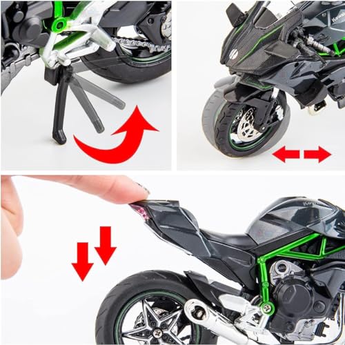 Image of Police Motorcycle Toy - Pull Back Motorcycle Toys, Tiny Gift with Music Lighting, Latte Motorcycles Toy for Kids Boys Age 3-8 Year Old [Multicolor] (Ninja - H2R-Multicolor)