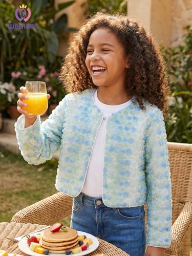 Image of Girls Cotton Knit Shrug Cardigan with Long Sleeve Ruffle Hem