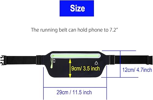 Miniatura 2 de Riñonera delgada para correr, cinturón ultraligero para correr, para ejercicio y correr, para mujeres y hombres, Negro, talla única