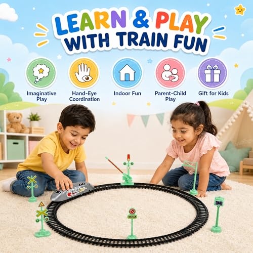 Image of Zest 4 Toyz Bullet Train Toy Set for Kids 180 CM Railway Track Toy Battery Operated Train Toys for Kids Bullet Birthday Gifts for Boys & Girls 3 Years + (Batteries not Included)