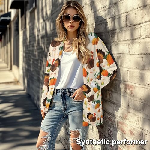 Image of Fall Maple Leaf Cardigan Sweaters for Women Long Sleeve Cardigan Soft Drape Open Front Dusters V-Neck Jackets Dressy