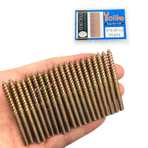 Image of 20 Pack 3 /16-24x 2 Inch Hanger Bolts 3 /16-24 inch Double Headed Bolts 3 /16 Wood Dowel Screw Self-Tapping Screw Hanger Bolts for Furniture Screws Threaded Rods Bolt 50.8mm Length
