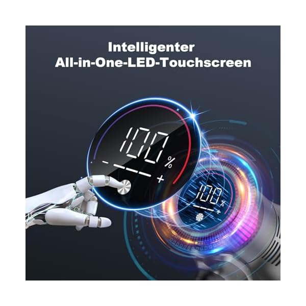 Vistefly Staubsauger Kabellos 42000Pa, Akku Staubsauger Dual-Cup 500W, 10-in-1 Akkustaubsauger mit Touchscreen Bis zu 65 Min Laufzeit, 11 Zyklonen, für Hartböden Tierhaare Teppich, V15 Apex – Bild 7