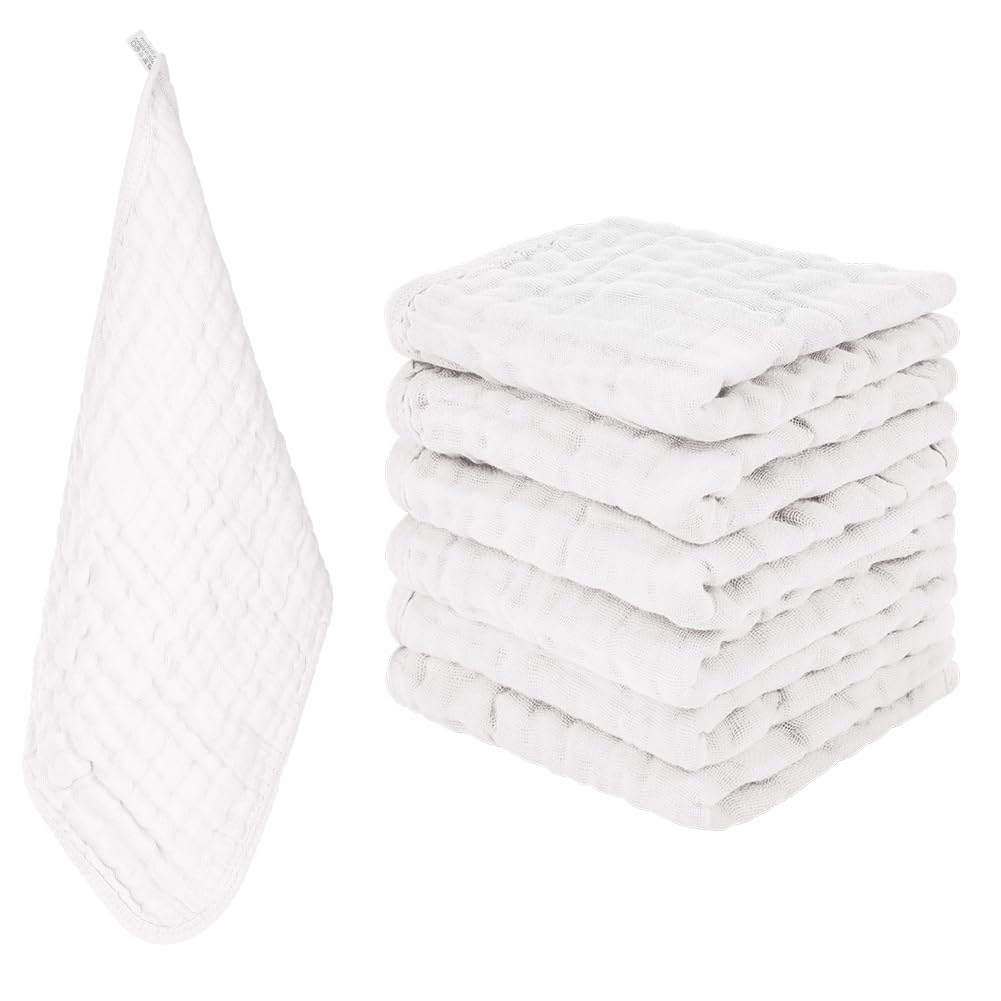 AYESY Muslin Squares Cloth for Baby 6pack 25cm x 50cm Muslin Burp Cloths 100% Cotton 6 Layers Extra Soft and Absorbent Baby Burp Cloth Set for Newborn Boys Girls