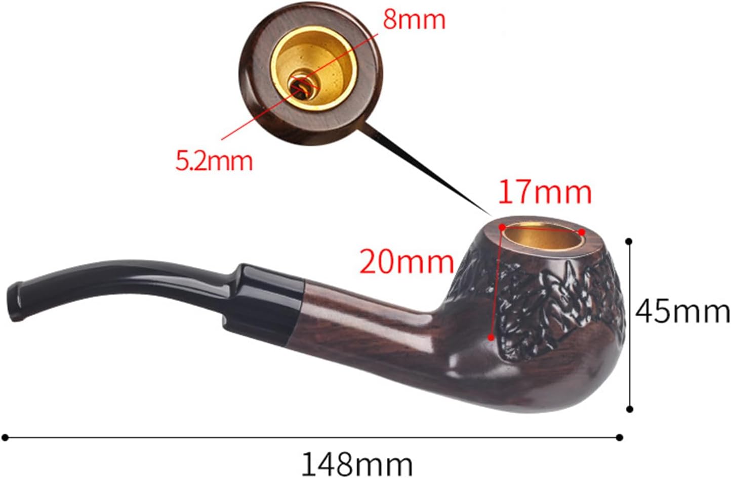 Pipes Tabacco Pipe Ebony Thick Thin Cigarette Tobacco Shreds Available for Collection Gift-Ebony with Carving