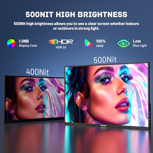 Image of Kinhank 16'' 2.5K Portable Screen 144HZ,2560 * 1600 QHD IPS HDR Travel Monitor,USB C HDMI Portable Gaming Display,Second External Monitor for Laptop PC MAC Phone PS4 /5 Xbox Switch(K16)