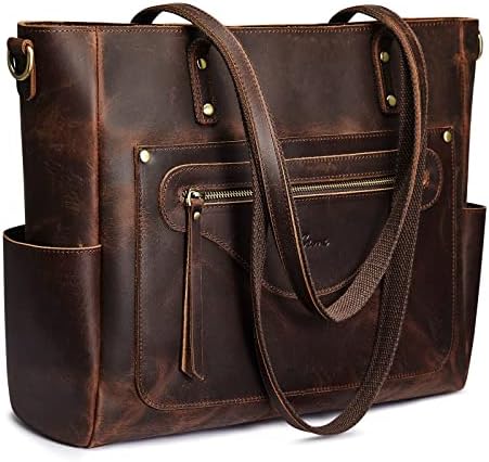 S-ZONE Women Genuine Leather Tote Bag Large Shoulder Purse Vintag...