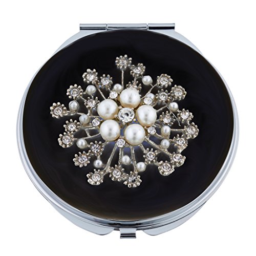 Smalto nero specchio compatto con cristalli