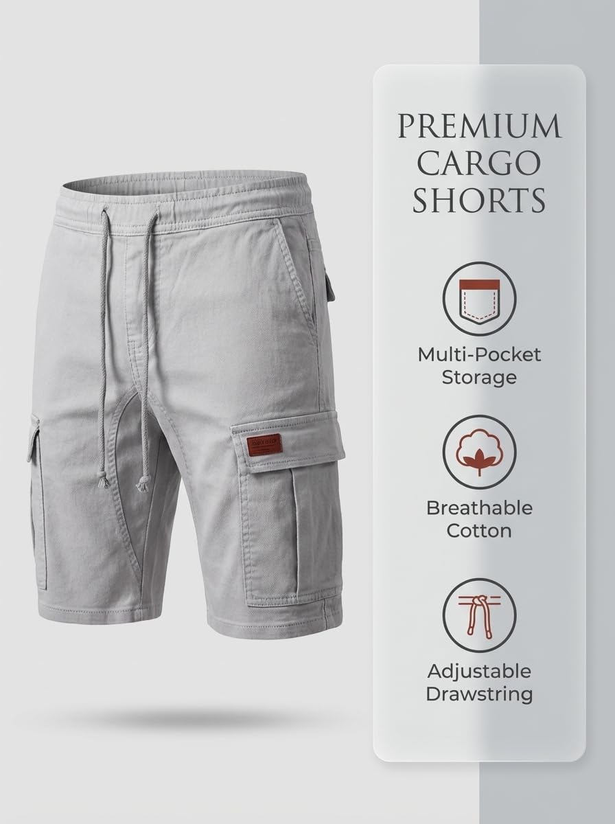 Pantalones cortos tipo cargo para hombre, con cordón y cintura elástica, para entrenamiento, gimnasio, con bolsillos