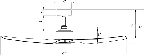 Miniatura 8 de WAC Smart Fans Stella - Ventilador de techo de 3 aspas para interiores y exteriores, 60 pulgadas, negro mate con kit de luz LED de 3000 K y control