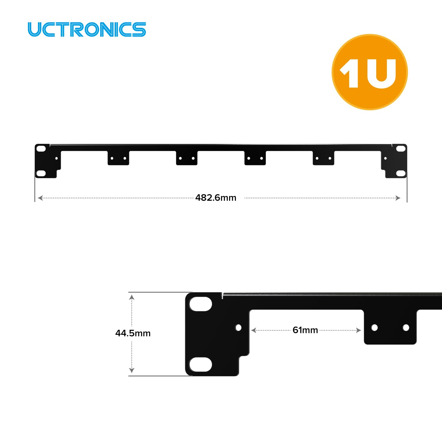 UCTRONICS Supporto rack Raspberry Pi in acciaio al carbonio 19" 1U, può contenere fino a 5 schede Raspberry Pi 5/4B/3B+, staffe frontali rimovibili, compatibile con SSD da 2,5"