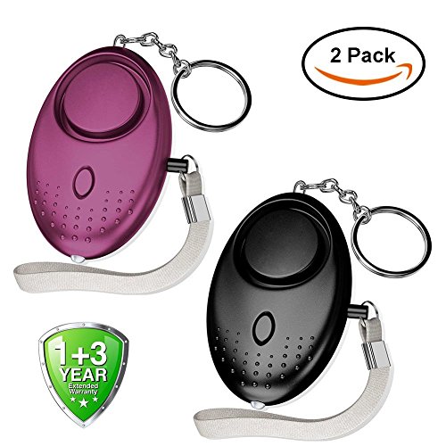 Abree Lot de 2 Alarme Personnelle Porte-clés 140 DB Police Approuvé Mini Loud Auto Defense Keychain avec Torche Alarme de Sécurité pour Femme Enfants Personnes Agées Aventurier