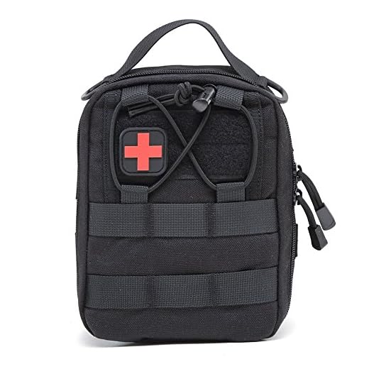 Botiquín de primeros auxilios EMT Bolsa táctica compacta MOLLE Botiquín médico 1000D para viajes en el lugar de trabajo al aire libre en el hogar (negro)