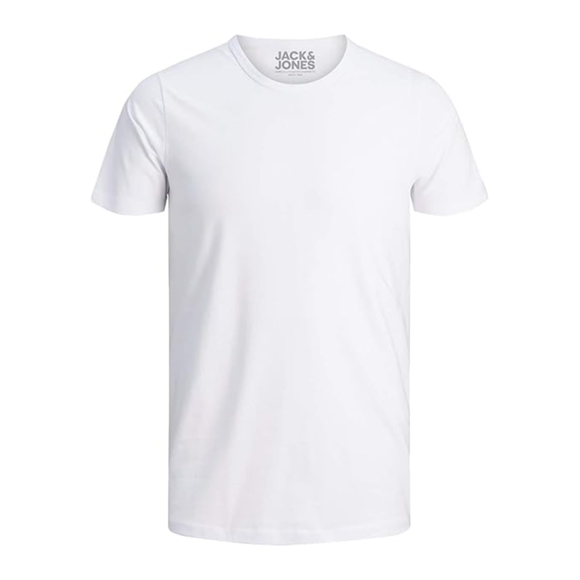 JACK & JONES Confezione da 3 magliette da uomo Basic con scollo rotondo, tinta unita, slim fit, in bianco, nero, blu, grigio, 12167630