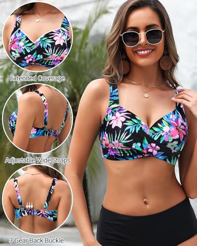Image of Women Underwire Bikini Tops - Push Up Swim Top Only Bra Padded Bathing Suit Top 2025 Swimsuit Tops
