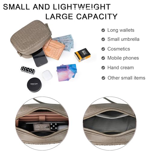 Image of AFKOMST Woven Crossbody Bag, Small Summer Purse and Boho Bag for Women | Vegan Leather, Roomy Space, 2.3L Capacity, fits iPad mini /Long Wallet /Kindle, Versatile for Daily Use /Casual /Date /Office