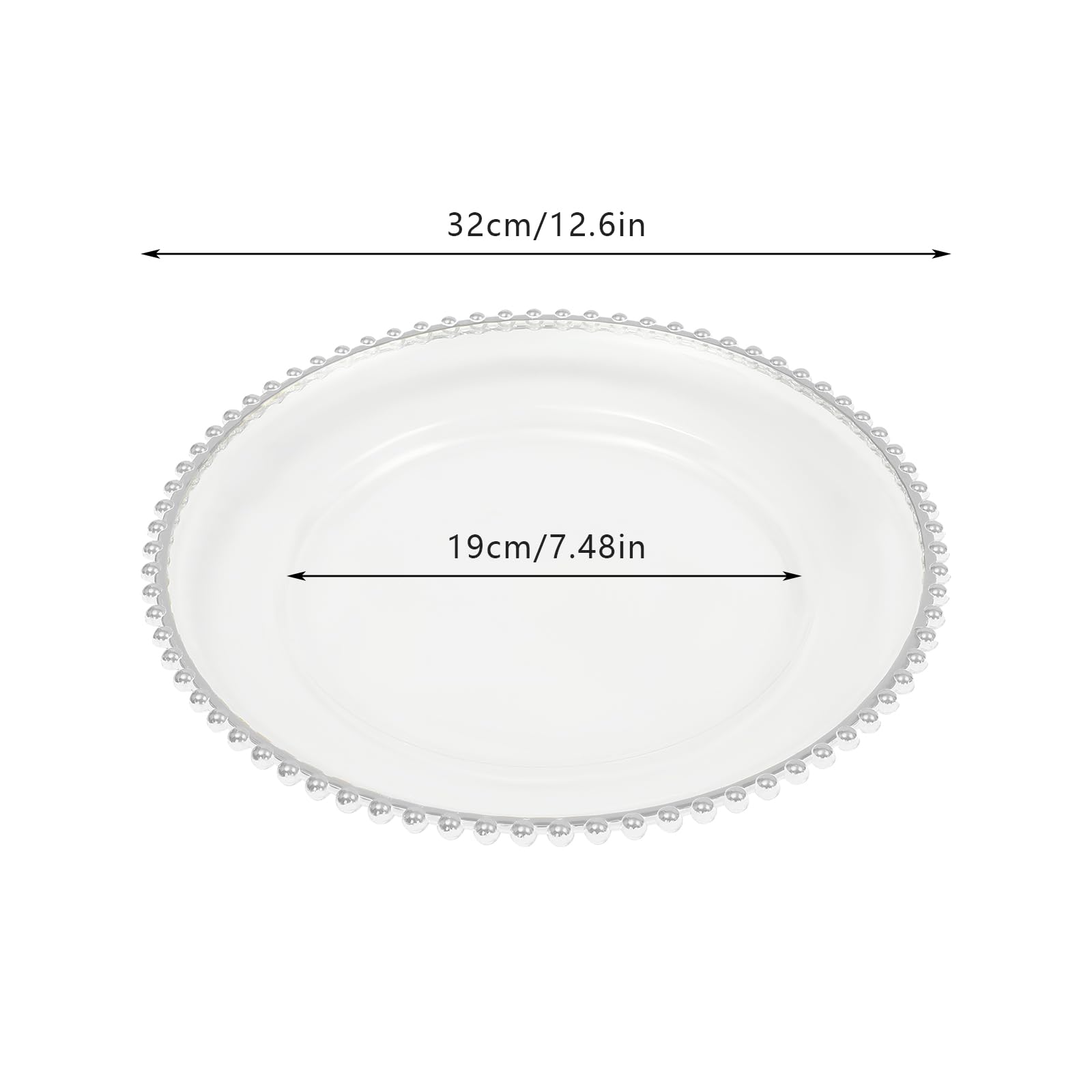 Bepritm 25 PCS Chargers for Dinner Plates, 12.6 Inch Stackable Clear Charger Plates with Beaded Rim, Dessert Plate for Dinner Plate | Party Supplies | Home | Wedding | Birthday (Clear&Silver)