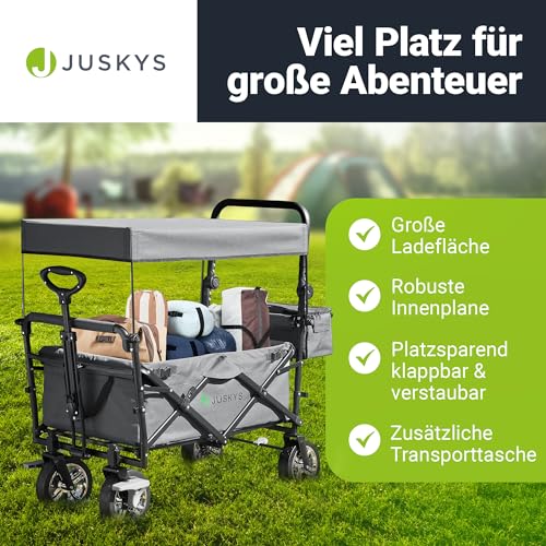 Juskys Bollerwagen mit Dach & Tasche - Wagen bis 120 kg belastbar - Handwagen faltbar zum Schieben & Ziehen - Klappbollerwagen Dunkelgrau – Bild 7