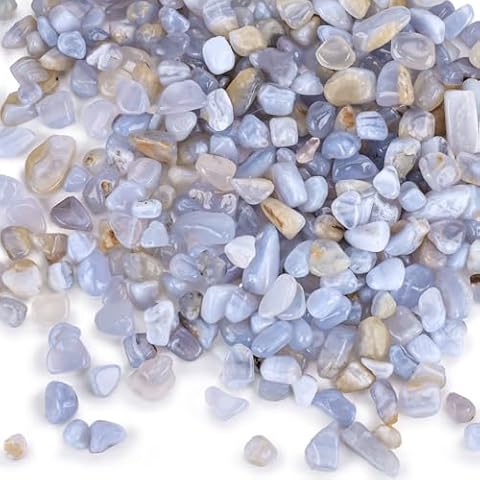 JOHOUSE Quartz Crystals Light Blue, 1 Pounds Pebble Quartz Chips Tumbled Crystal Stones Polished Rocks for Fish Tank Vase Filler Decorations Cover