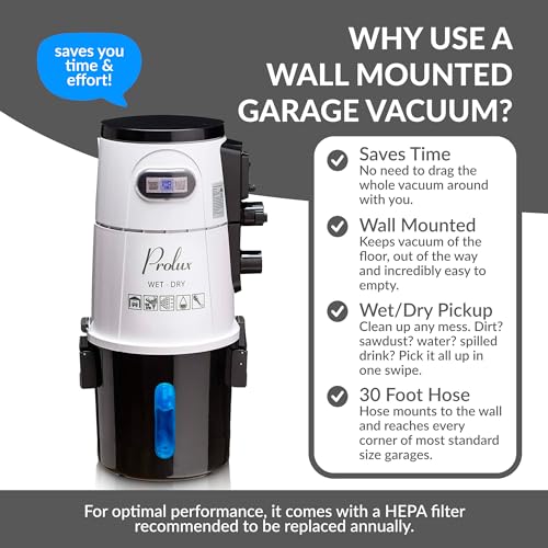 Prolux PROLUX_GARAGE Professional Shop White Wall Mounted Garage Vac thumb #4
