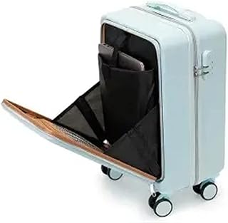 Bagagem de viagem A nova mala de abertura frontal feminina estudante bagagem de alto valor mala masculina senha Trolley case pode ser embarcado mala de viagem mala (cor: azul, tamanho: 24 polegadas)