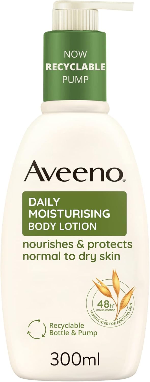 Aveeno Daily Moisturising Body Lotion 300ml for Sensitive Skin, Enriched with Nourishing Oats, Provides Long-Lasting Hydration and Soothes Dry, Irritated Skin