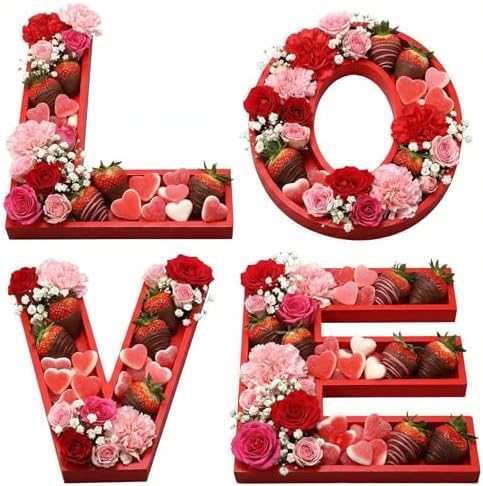 Hushee 4 Pcs Valentine‘s Day Love Letters Charcuterie Board Servi...