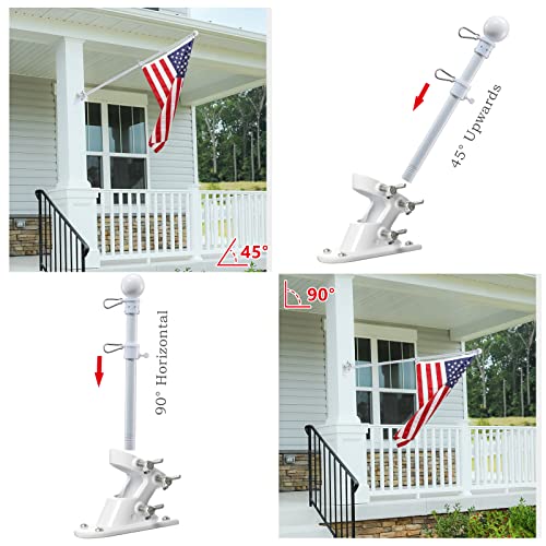 Factiongarden Flag Poles For Outside House, 5Ft White Flag Pole Kit With Bracket Tangle Free Flag Pole For House Metal Flagpoles Residential For Outdoor Porch #TOP4