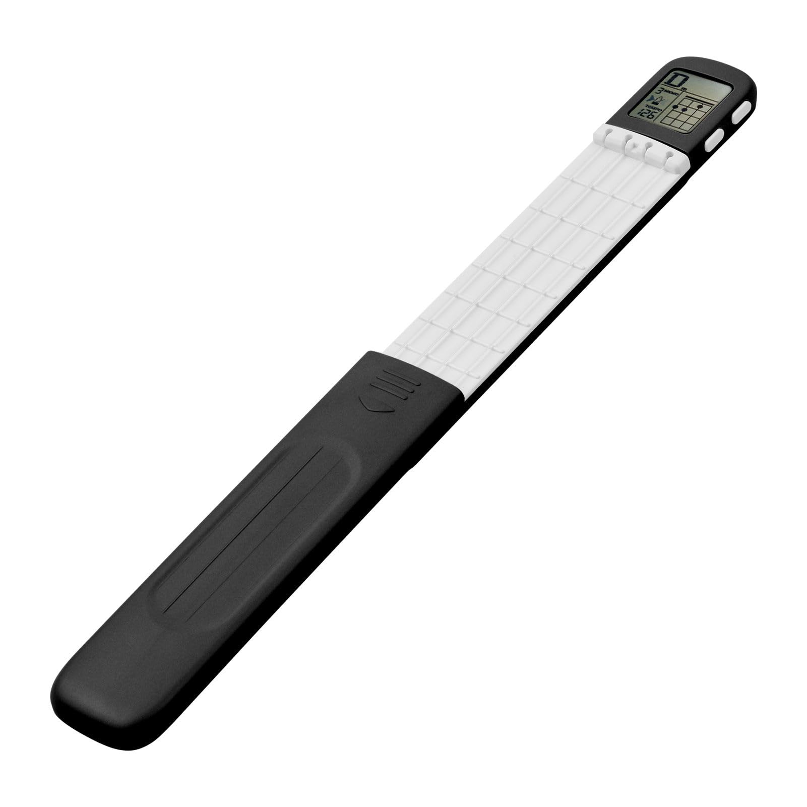 POENVFPO Entraîneur d'accords de ukulélé Portable avec écran LCD, écran Rotatif à 360°, Métronome, Construction ABS, 4 Cordes en Nylon pour Débutants (BLACK)