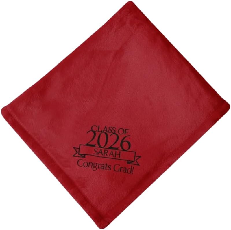 Personalization Universe Graduation Class of 2024 Customizable Navy Fleece Blanket - Personalized Graduation Gift, 60x80 Plush Throw, Machine Washable