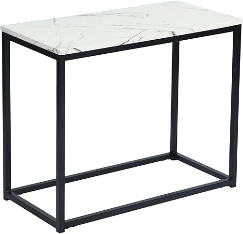 Moderna mesa auxiliar rectangular de madera abierta para sala de estar mesa auxiliar pequeña 28 pulgadas mármol