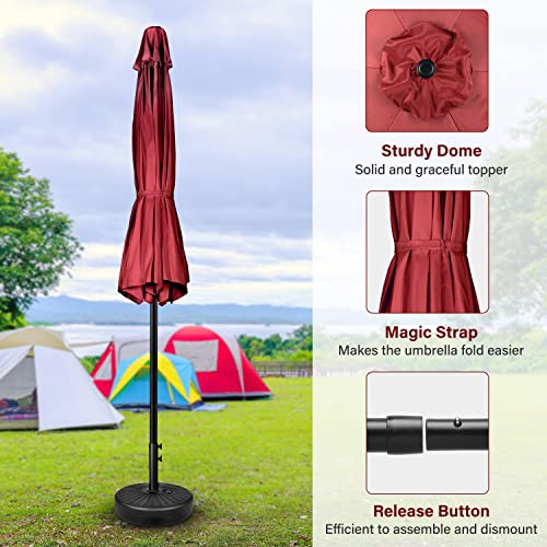 Simple Deluxe 9' Patio Umbrella Outdoor Table Market Yard Umbrella With Push Button Tilt/Crank, 8 Sturdy Ribs For Garden, Deck, Backyard, Pool, Red #TOP5