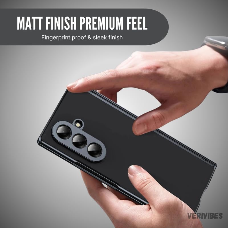 Image of Ultra Hybrid Luxury Leather Case Compatible with Samsung Galaxy Z Fold 7 (2025) 360 Hinge Protection, Slim Shockproof Back Cover, Anti-Scratch Design, Tempered Glass Protection - Black